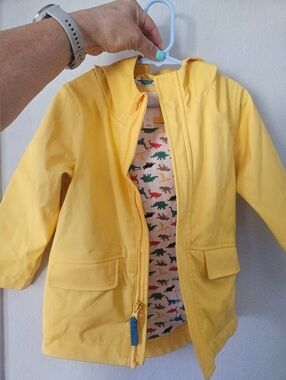 Yellow Kids Raincoat with Dino Lining